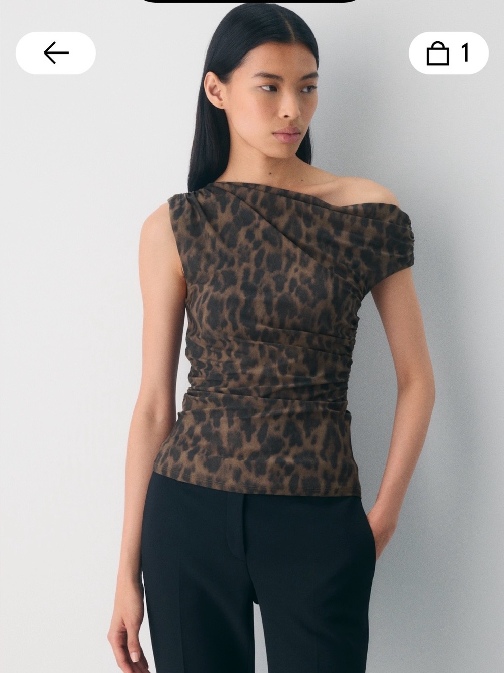 Aritzia Babaton Gallery One-Shoulder Leopard Print top - Brown size medium  nwt